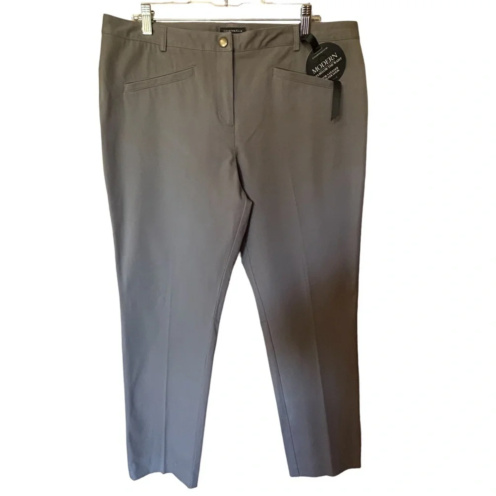 CHARTER CLUB Women’s Modern Somerset Garden Sand Khaki Full Length Pants…